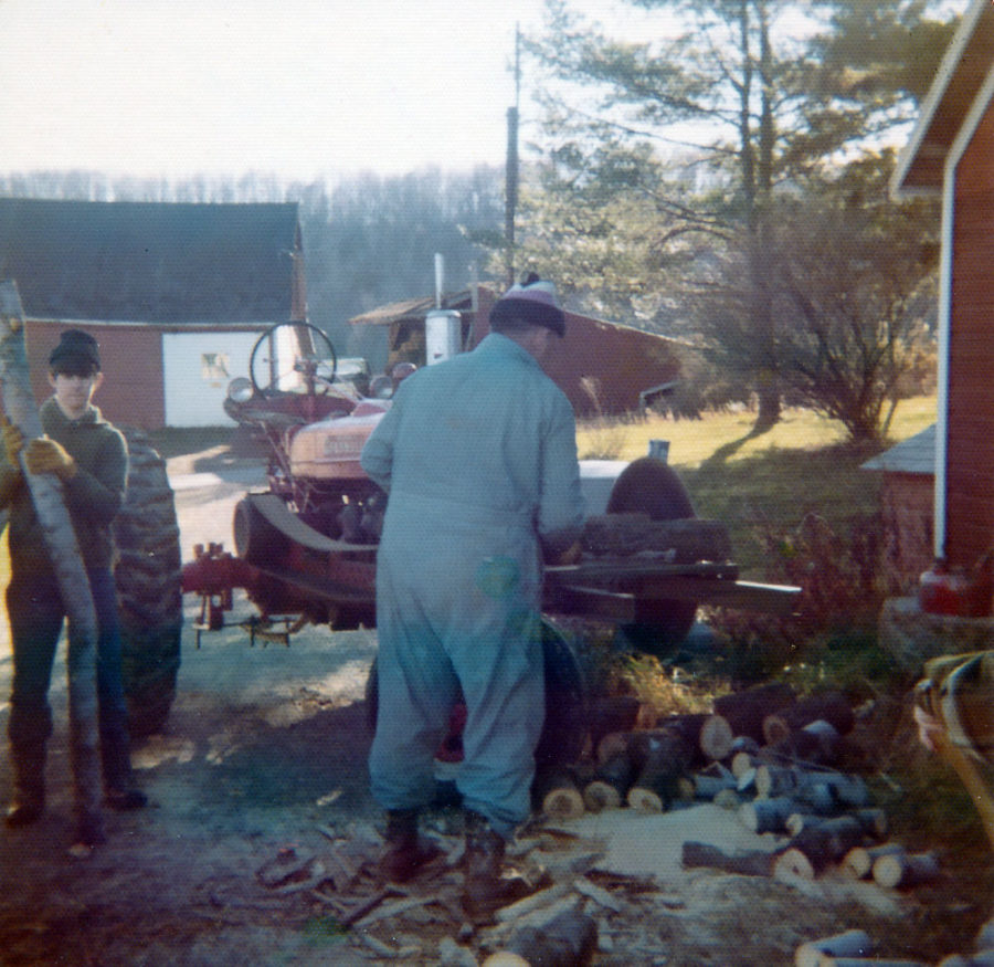 Al and Pop Cutting Wood