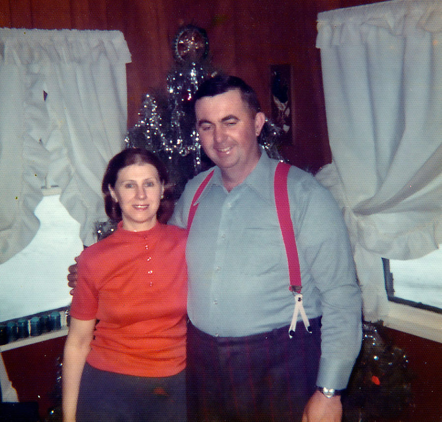 Marian and John with Christmas Tree