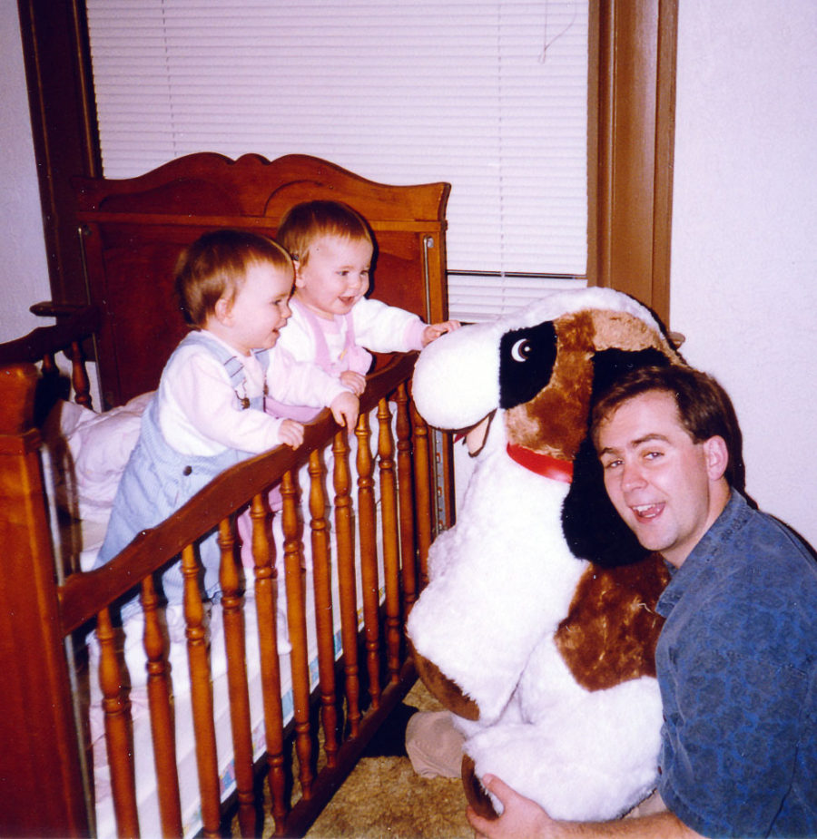 Al with Twins in Crib