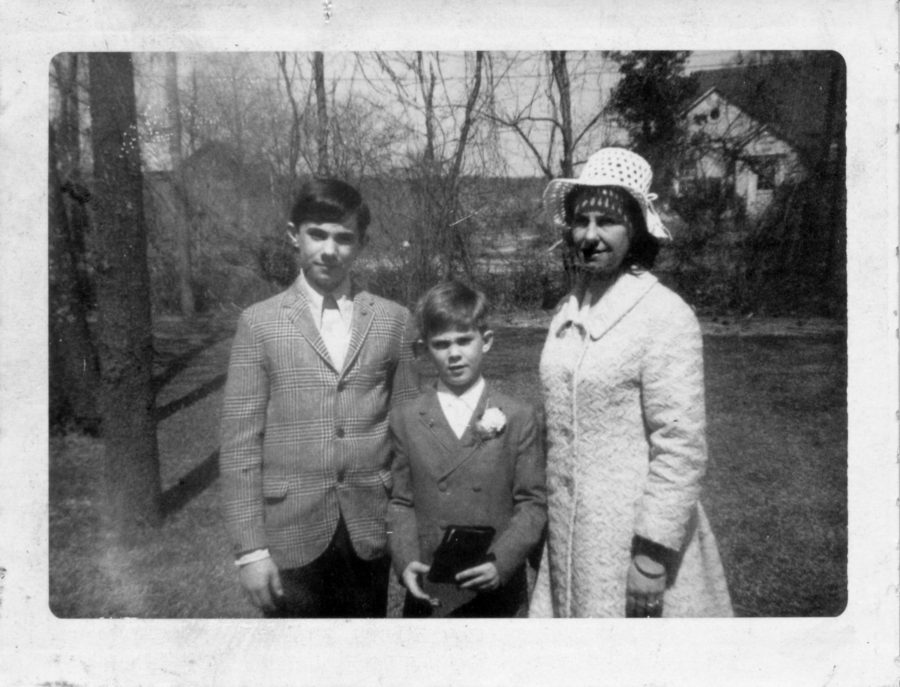 Mark, Alan, and Marian in Front Yard – Al’s First Holy Communion