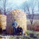 Mark, Al, and Tubsy the Best Dog Ever in Front of Fall Feed Corn – 1974